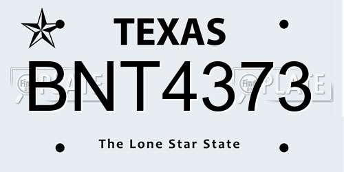 BNT4373 Texas License Plate