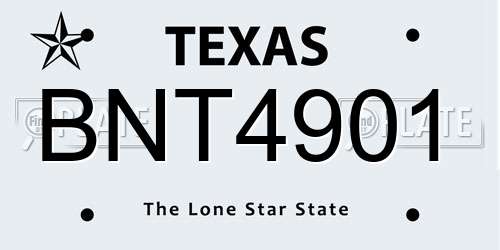 BNT4901 Texas License Plate