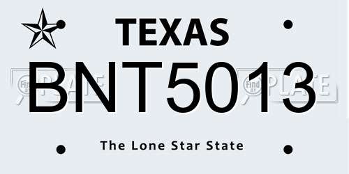 BNT5013 Texas License Plate