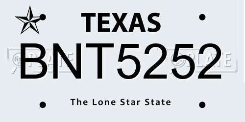 BNT5252 Texas License Plate