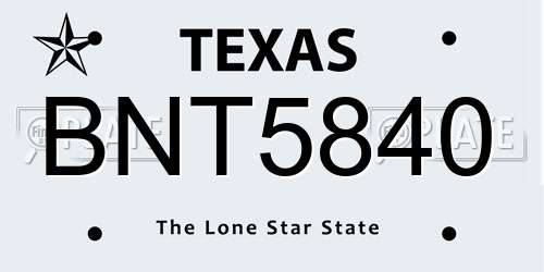 BNT5840 Texas License Plate