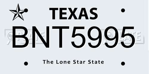 BNT5995 Texas License Plate