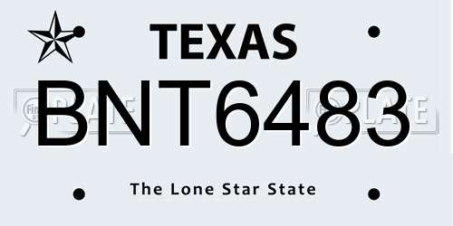 BNT6483 Texas License Plate