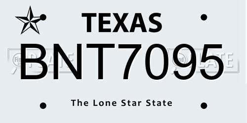 BNT7095 Texas License Plate