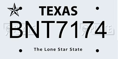 BNT7174 Texas License Plate