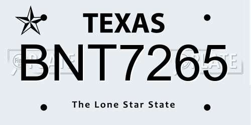 BNT7265 Texas License Plate