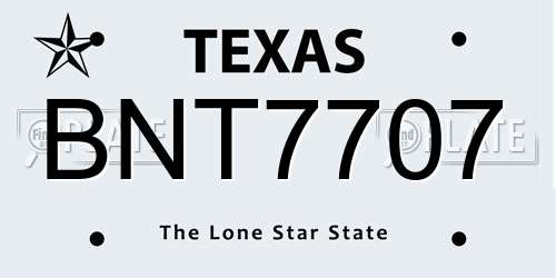 BNT7707 Texas License Plate