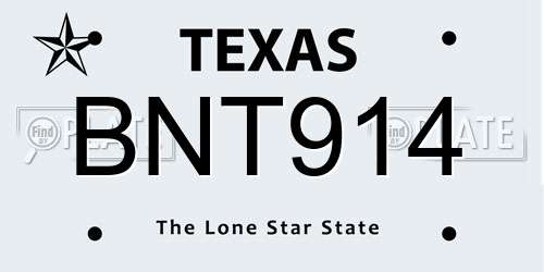 BNT914 Texas License Plate