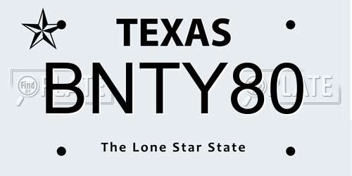 BNTY80 Texas License Plate