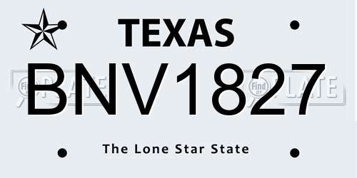 BNV1827 Texas License Plate