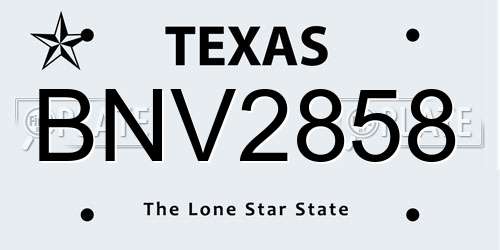 BNV2858 Texas License Plate