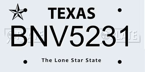 BNV5231 Texas License Plate