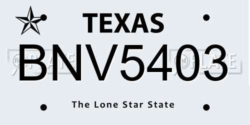 BNV5403 Texas License Plate