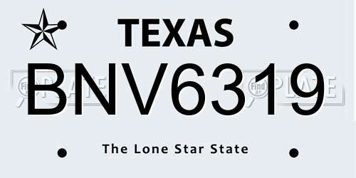 BNV6319 Texas License Plate