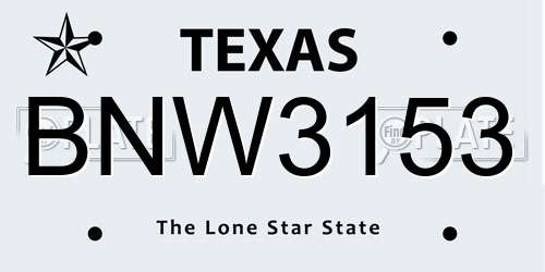 BNW3153 Texas License Plate