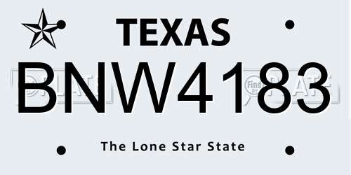 BNW4183 Texas License Plate