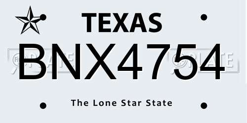 BNX4754 Texas License Plate