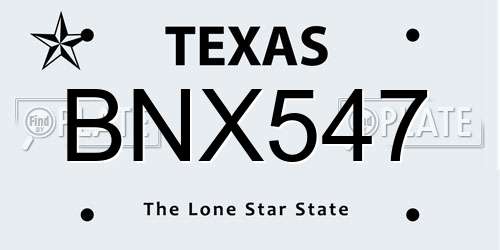 BNX547 Texas License Plate