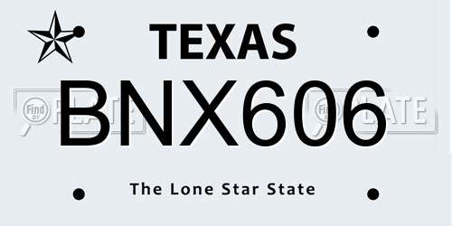 BNX606 Texas License Plate