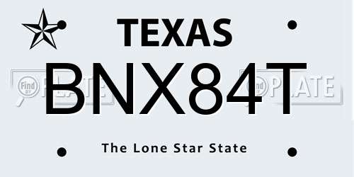 BNX84T Texas License Plate