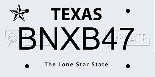 BNXB47 Texas License Plate