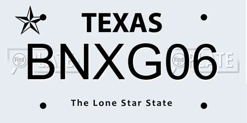 BNXG06 Texas License Plate