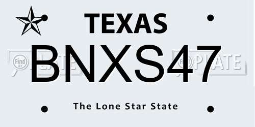 BNXS47 Texas License Plate