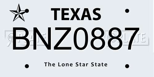 BNZ0887 Texas License Plate
