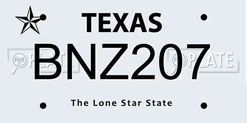 BNZ207 Texas License Plate