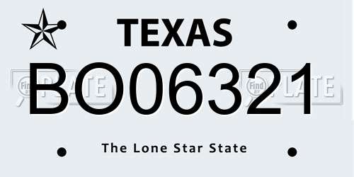 BO06321 Texas License Plate