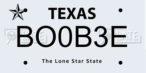 BO0B3E Texas License Plate