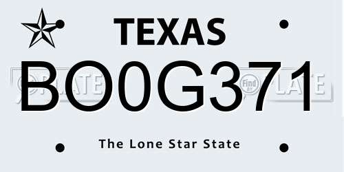 BO0G371 Texas License Plate