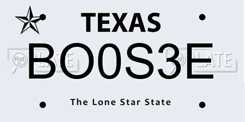 BO0S3E Texas License Plate