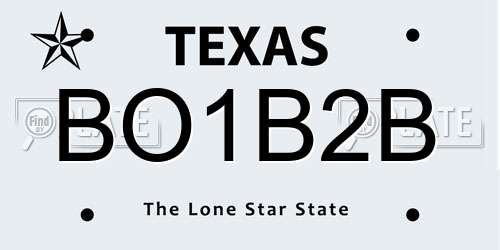 BO1B2B Texas License Plate