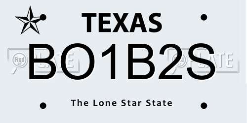 BO1B2S Texas License Plate