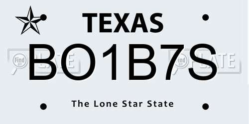 BO1B7S Texas License Plate