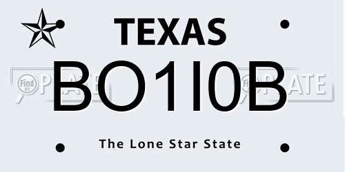 BO1I0B Texas License Plate