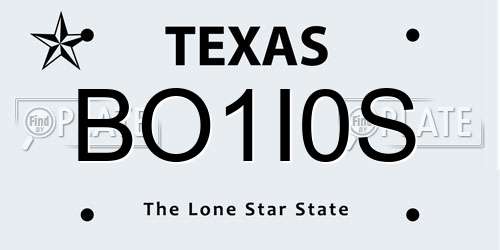BO1I0S Texas License Plate