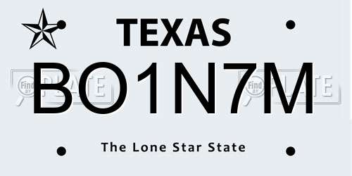 BO1N7M Texas License Plate