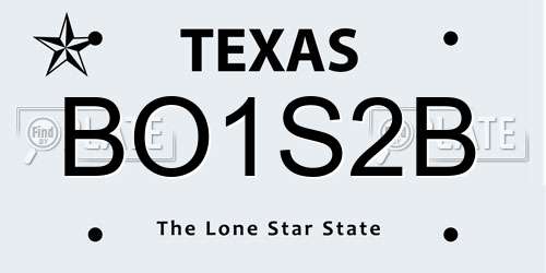 BO1S2B Texas License Plate