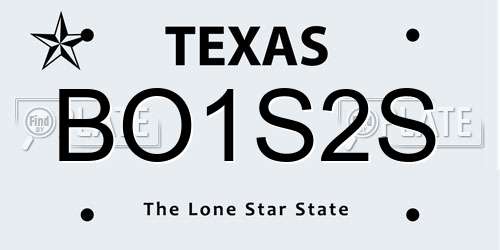 BO1S2S Texas License Plate