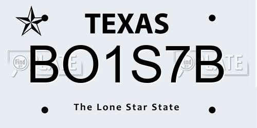 BO1S7B Texas License Plate