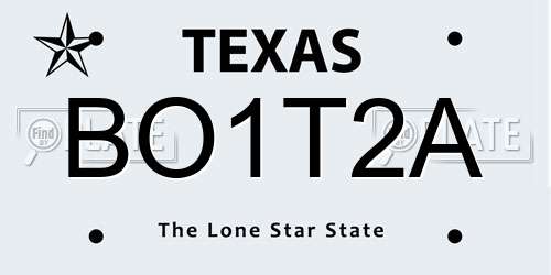 BO1T2A Texas License Plate