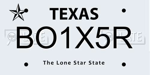 BO1X5R Texas License Plate