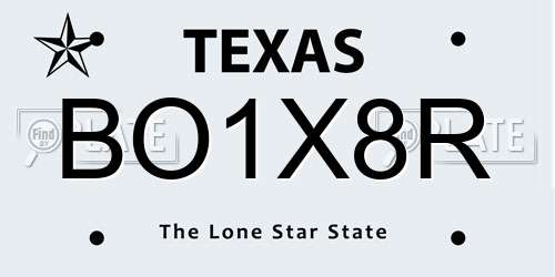 BO1X8R Texas License Plate