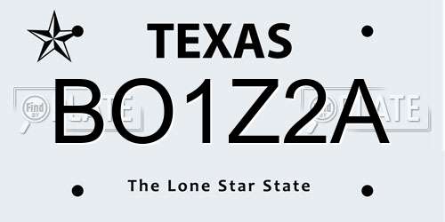BO1Z2A Texas License Plate