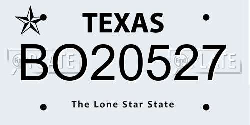 BO20527 Texas License Plate