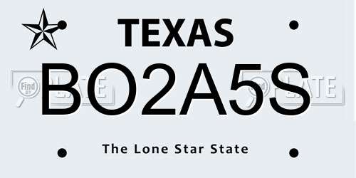 BO2A5S Texas License Plate