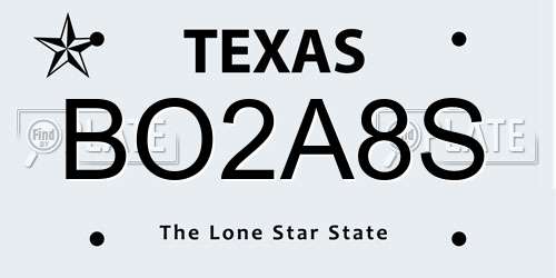 BO2A8S Texas License Plate
