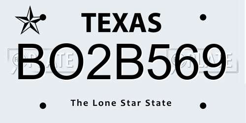 BO2B569 Texas License Plate